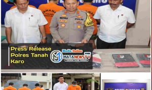 Polres Tanah Karo Gelar Press Release Sejumlah Kasus Pencurian, 4 Ditetapkan Tersangka, 1 Diantaranya Residivis