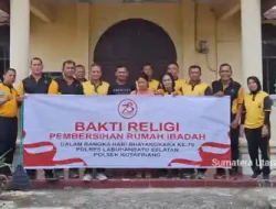 Kapolsek Kotapinang dan Personel Polsek Gelar Bakti Religi di Gereja GBKP untuk HUT Bhayangkara ke-78