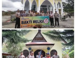Polres Tanah Karo Gelar Bhakti Religi Bersihkan Rumah Ibadah Sambut Hari Bhayangkara ke-78