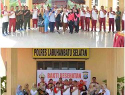 Kegiatan Olahraga Bersama dan Bakti Kesehatan TNI-POLRI di Polres Labuhanbatu Selatan Berjalan Sukses