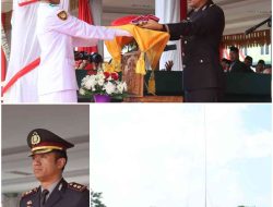 Kapolres Tebing Tinggi Pimpin Upacara Penurunan Bendera HUT RI ke-79