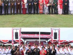 Khidmat dan Meriah, Kapolres Simalungun Pimpin Upacara Penurunan Bendera HUT RI ke-79 di Stadion Perdagangan