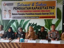 Kapolsek Bangun Jadi Narasumber dalam Penguatan Kapasitas Panwaslu Kelurahan/Desa di Gunung Maligas