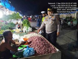 Polsek Kotapinang Gelar Patroli Preventif di Pasar Tradisional untuk Cegah Premanisme dan Gangguan Kamtibmas