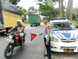 Satlantas Polres Batubara Gelar Patroli Kibas Bendera di Lokasi Rawan Kecelakaan