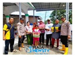 Kapolsek Tanjung Beringin Pantau Genangan Air dan Beri Bantuan kepada Warga