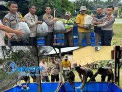 Polsek Padang Tualang Dukung Ketahanan Pangan, Serahkan Kolam dan Bibit Ikan Lele ke Warga