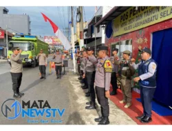 Apel Pagi dan Pengamanan Arus Lalu Lintas di Pos PAM I Kotapinang, Polres Labuhanbatu Selatan