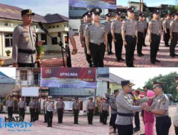 Polres Nias Selatan Gelar Upacara Kenaikan Pangkat 35 Personel 