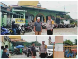 Bhabinkamtibmas Polsek Siantar Marihat Pantau Sholat Jumat di Masjid Al-Hidayah, Sampaikan Pesan Kamtibmas