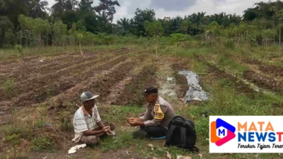 Dukung Ketahanan Pangan, Bhabinkamtibmas Polsek Stabat Sambangi Petani di Desa Pantai Gemi