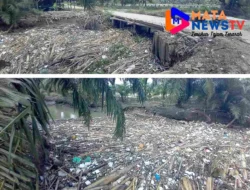 Tumpukan Sampah Sumbat Aliran Sungai di Hamparan Perak, Warga Keluhkan Kurangnya Tindakan Pemerintah