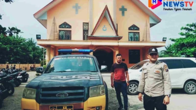 Polsek Stabat Gelar Pengamanan Ibadah Minggu, Wujudkan Rasa Aman bagi Umat Kristiani
