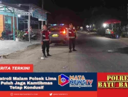 Patroli Malam Polsek Lima Puluh Jaga Kamtibmas, Wilayah Hukum Tetap Kondusif