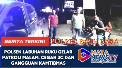 Polsek Labuhan Ruku Gelar Patroli Malam, Cegah 3C dan Gangguan Kamtibmas