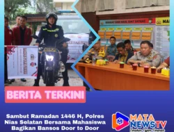 Sambut Ramadan 1446 H, Polres Nias Selatan Bersama Mahasiswa Bagikan Bansos Door to Door