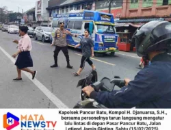 Polsek Pancur Batu Laksanakan Pengaturan Lalu Lintas di Depan Pasar Pancur Batu