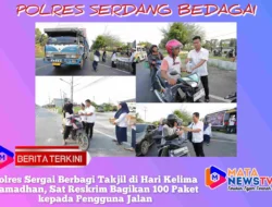 Polres Sergai Berbagi Takjil di Hari Kelima Ramadhan, Sat Reskrim Bagikan 100 Paket kepada Pengguna Jalan
