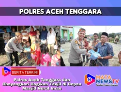 Polres Aceh Tenggara dan Bhayangkari Bagikan Takjil di Depan Masjid Nurul Iman