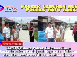 Kanit Sabhara Polsek Labuhan Ruku Sosialisasikan Antisipasi Kejahatan Jalanan dan Harkamtibmas di Perumahan Qanita