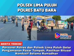 Personel Polres dan Polsek Lima Puluh Gelar Pengamanan Pasar Tumpah, Pastikan Situasi Kondusif Selama Ramadhan