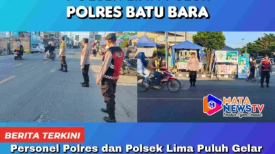 Personel Polres dan Polsek Lima Puluh Gelar Pengamanan Pasar Tumpah, Pastikan Situasi Kondusif Selama Ramadhan