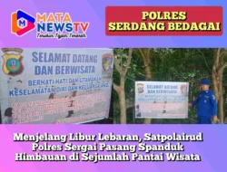 Menjelang Libur Lebaran, Satpolairud Polres Sergai Pasang Spanduk Himbauan di Sejumlah Pantai Wisata