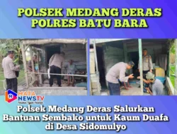 Polsek Medang Deras Salurkan Bantuan Sembako untuk Kaum Duafa di Desa Sidomulyo