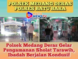Polsek Medang Deras Gelar Pengamanan Sholat Tarawih, Ibadah Berjalan Kondusif