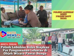 Polsek Labuhan Ruku Siapkan Pos Pengamanan Lebaran di Objek Wisata Pantai Bunga