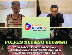 Dua Pelaku Pencurian Motor di Pantai Cermin Diamuk Massa, Polisi Selamatkan dan Tahan di Sel