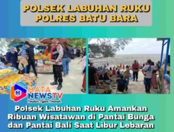 Polsek Labuhan Ruku Amankan Ribuan Wisatawan di Pantai Bunga dan Pantai Bali Saat Libur Lebaran