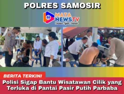 Polisi Sigap Bantu Wisatawan Cilik yang Terluka di Pantai Pasir Putih Parbaba