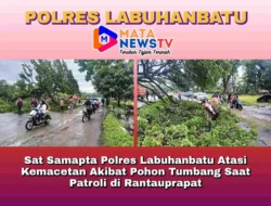 Sat Samapta Polres Labuhanbatu Atasi Kemacetan Akibat Pohon Tumbang Saat Patroli di Rantauprapat