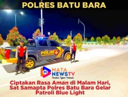 Ciptakan Rasa Aman di Malam Hari, Sat Samapta Polres Batu Bara Gelar Patroli Blue Light