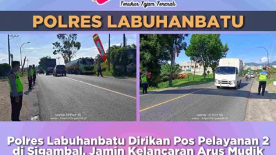 Polres Labuhanbatu Dirikan Pos Pelayanan 2 di Sigambal, Jamin Kelancaran Arus Mudik Lebaran 2025