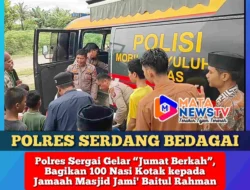 Polres Sergai Gelar “Jumat Berkah”, Bagikan 100 Nasi Kotak kepada Jamaah Masjid Jami’ Baitul Rahman