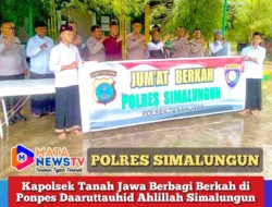 Kapolsek Tanah Jawa Berbagi Berkah di Ponpes Daaruttauhid Ahlillah Simalungun