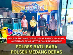 Polsek Mendang Deras Gelar Patroli Malam, Antisipasi Geng Motor Dan Premanisme