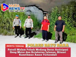 Patroli Malam Polsek Medang Deras Antisipasi Geng Motor dan Kejahatan Jalanan, Situasi Kamtibmas Aman Terkendali