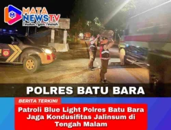 Patroli Blue Light Polres Batu Bara Jaga Kondusifitas Jalinsum di Tengah Malam