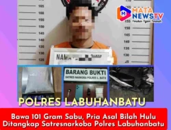 Bawa 101 Gram Sabu, Pria Asal Bilah Hulu Ditangkap Satresnarkoba Polres Labuhanbatu
