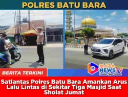 Satlantas Polres Batu Bara Amankan Arus Lalu Lintas di Sekitar Tiga Masjid Saat Sholat Jumat
