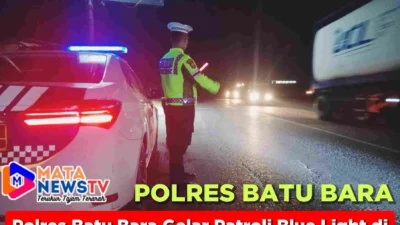 Polres Batu Bara Gelar Patroli Blue Light di Titik Rawan Laka dan Macet