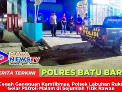 Cegah Gangguan Kamtibmas, Polsek Labuhan Ruku Gelar Patroli Malam di Sejumlah Titik Rawan