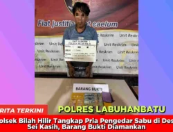 Polsek Bilah Hilir Tangkap Pria Pengedar Sabu di Desa Sei Kasih, Barang Bukti Diamankan