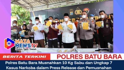 Polres Batu Bara Musnahkan 10 Kg Sabu dan Ungkap 7 Kasus Narkoba dalam Press Release dan Pemusnahan Barang Bukti