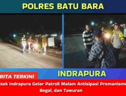 Polsek Indrapura Gelar Patroli Malam Antisipasi Premanisme, Begal, dan Tawuran