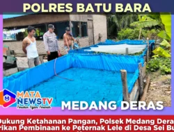 Dukung Ketahanan Pangan, Polsek Medang Deras Berikan Pembinaan ke Peternak Lele di Desa Sei Buah Keras