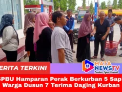 SPBU Hamparan Perak Berkurban 5 Sapi, Warga Dusun 7 Terima Daging Kurban